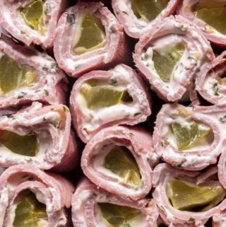 Top view of ham roll ups