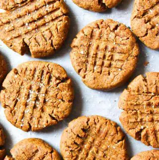 top view of low carb peanut butter cookies