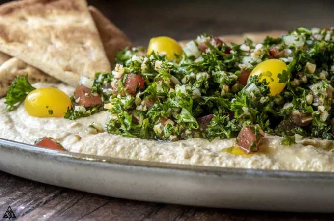 Side view of tabouleh in a plate