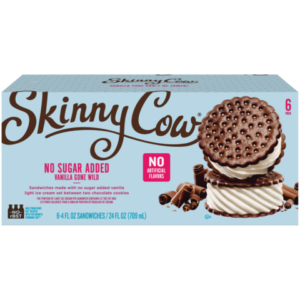 sugar free ice cream sandwiched by skinny cow