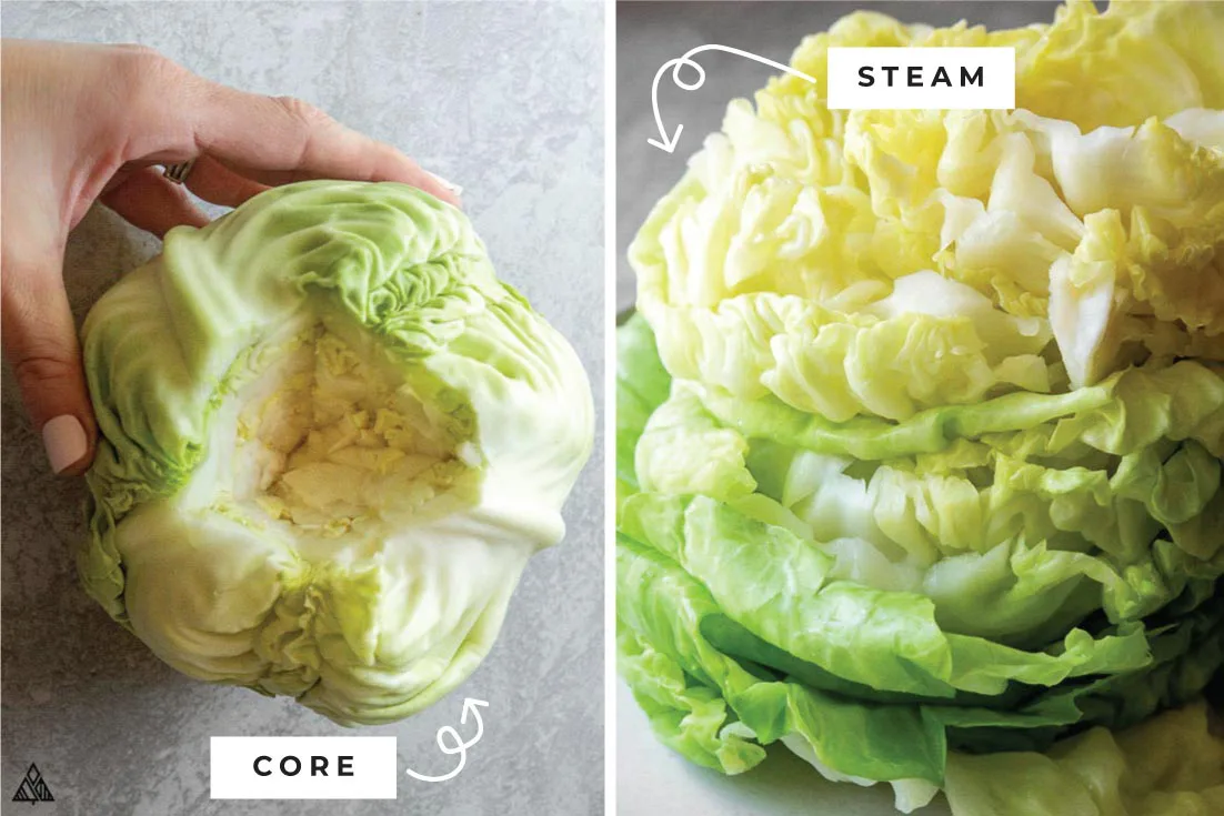 Preparing the cabbage for low carb egg rolls