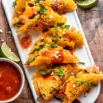 plate of easy low carb crispy chicken tacos