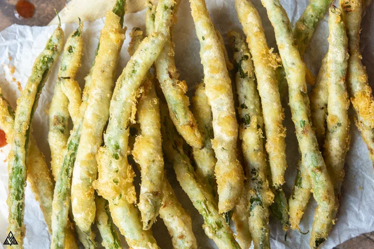 Top view of low carb fried green beans