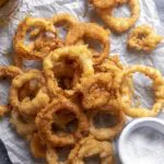 Top view of low carb onion rings