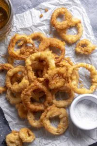 Top view of low carb onion rings