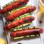 Top view of zucchini hotdogs