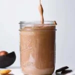 Low carb peanut butter smoothie in a glass