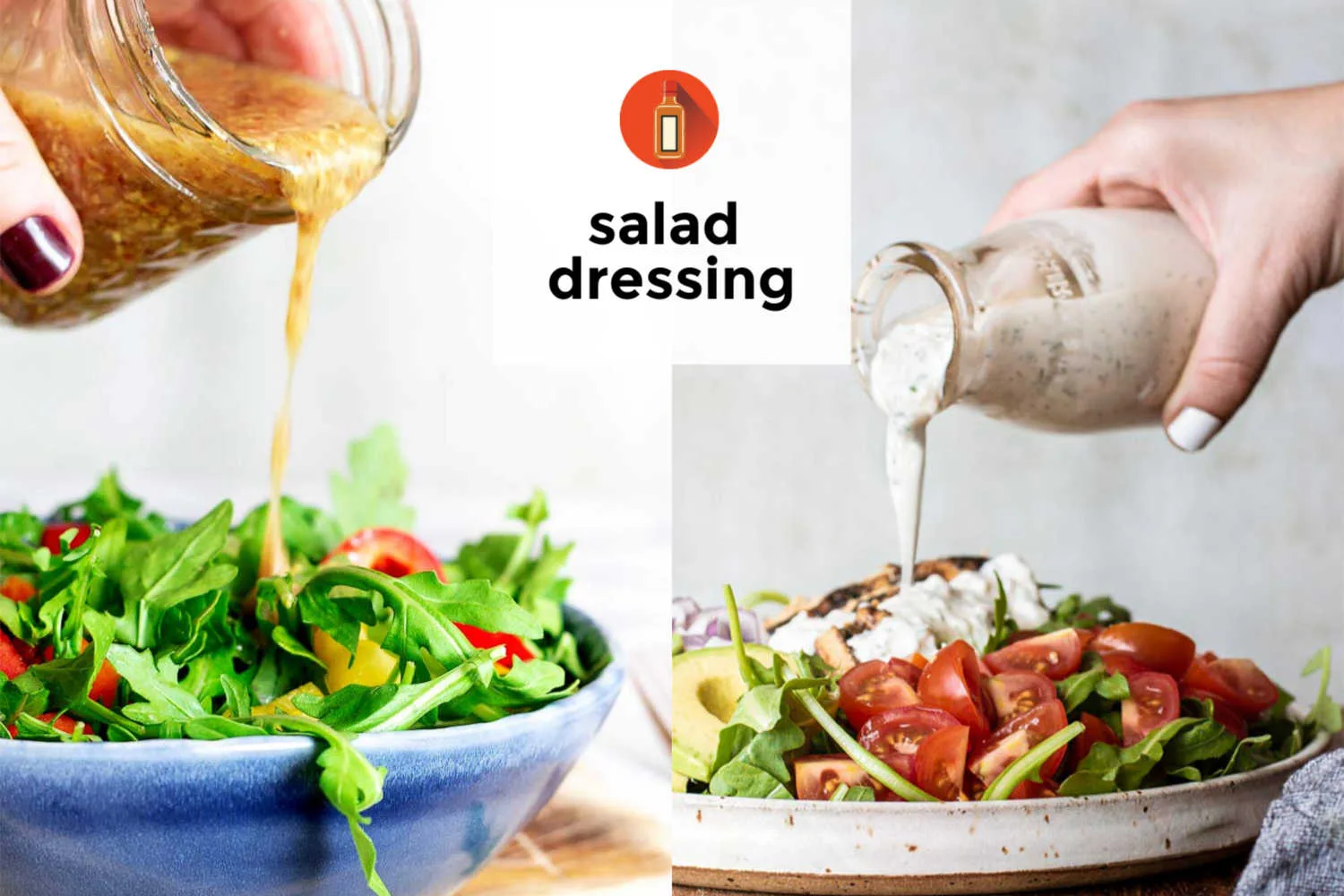 Collage of various salad dressing recipe