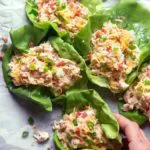 Rotisserie chicken salad in lettuce wrapped