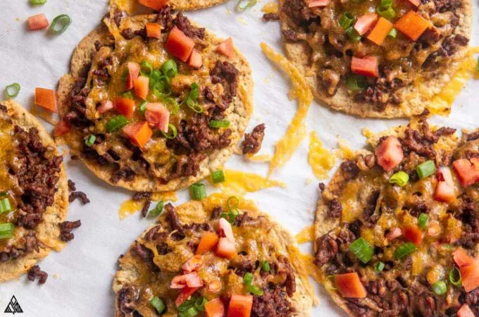 top view of low carb mexican pizza