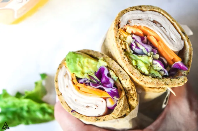 Veggies wrapped with low carb wraps
