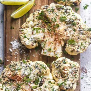 Mexican Street Cauliflower on a wooden board