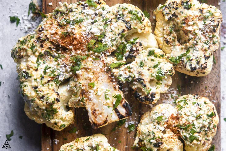 Mexican Street Cauliflower on a wooden board