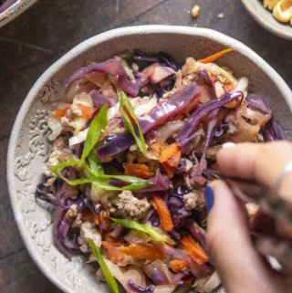 top view of Egg roll in a bowl