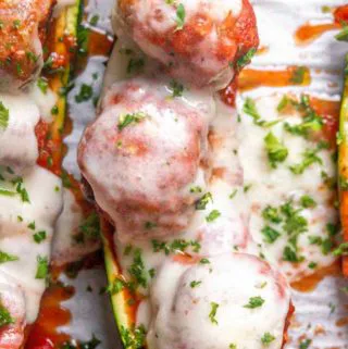 top view of zucchini meatball subs