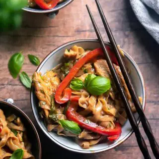 Top view of keto pad kee mao in a bowl