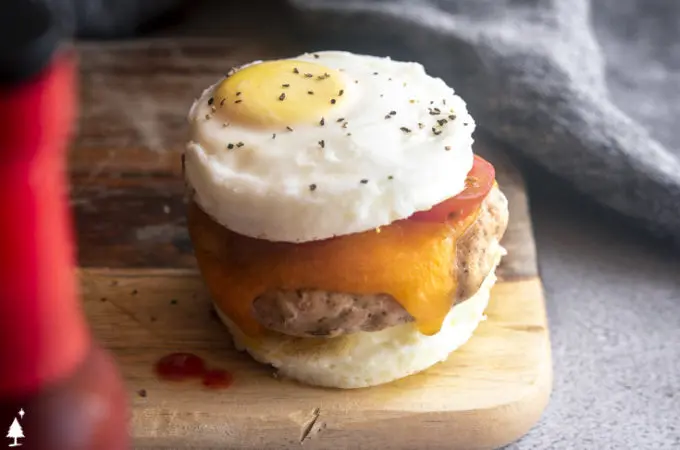 top view of low carb egg mcmuffin