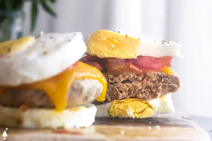 Closer look of keto egg mcmuffin