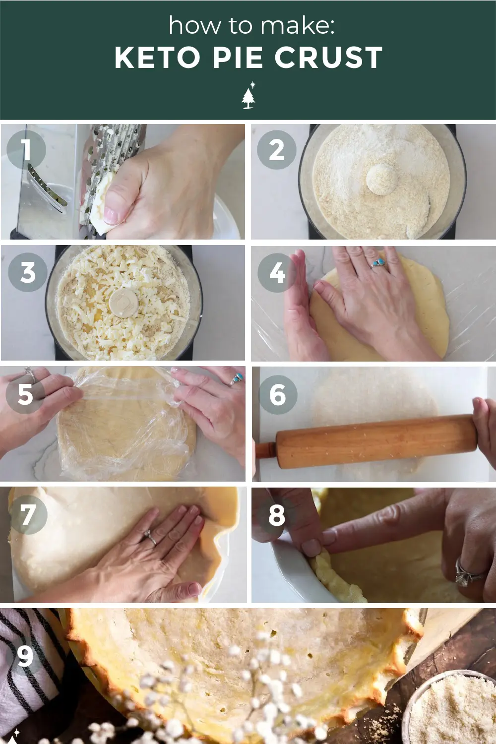 process shots of almond flour pie crust