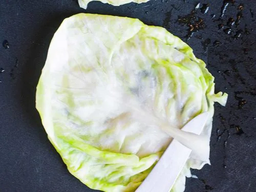 destemming cabbage for keto cabbage rolls