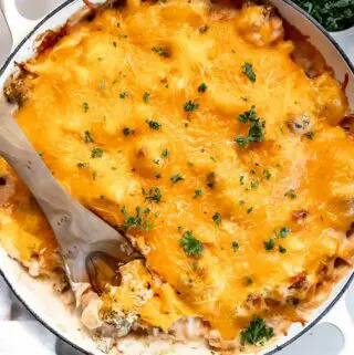 closer view of keto creamy chicken casserole