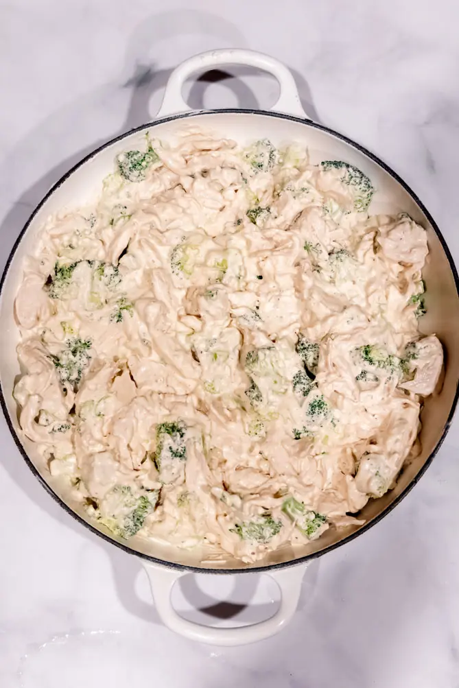 top view of keto creamy chicken casserole ingredients