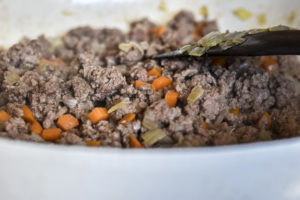 cooking the meat in a low carb shepherd's pie