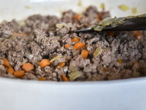 cooking the meat in a low carb shepherd's pie