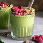 two glasses of healthy green smoothies