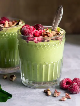 two glasses of healthy green smoothies