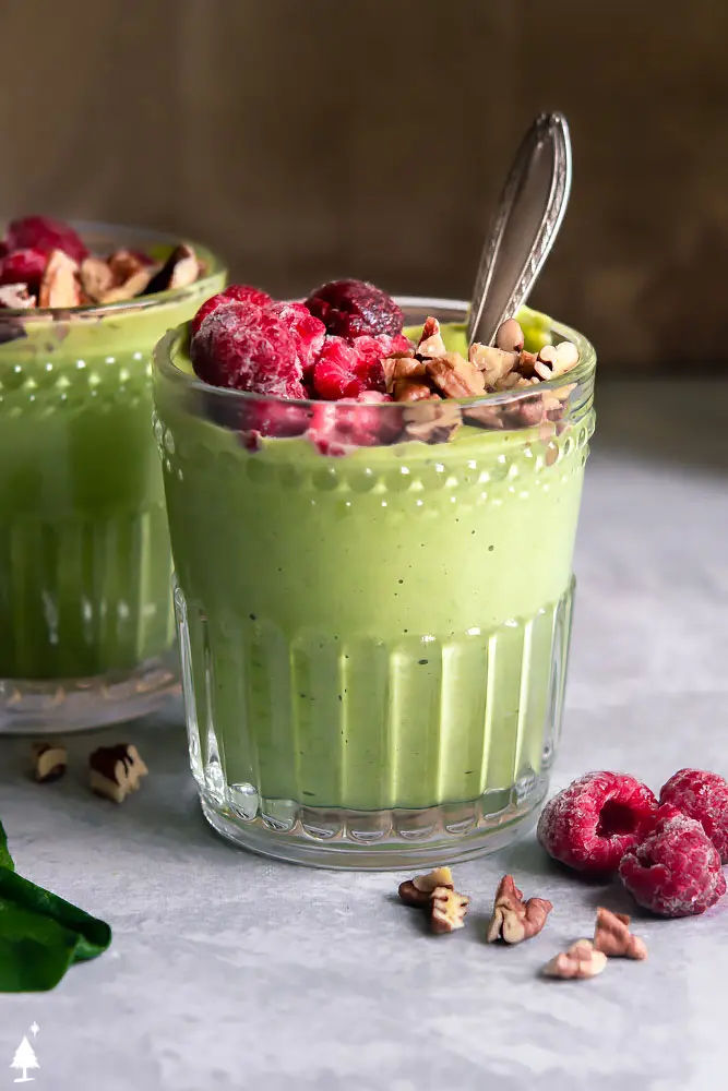 two glasses of healthy green smoothies