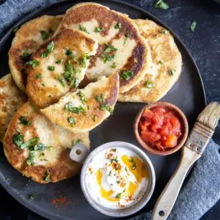 top view of keto naan on a platter