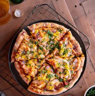 almond flour pizza crust on a cooling rack