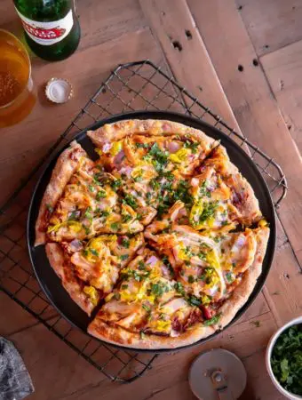 almond flour pizza crust on a cooling rack