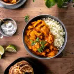 top view of indian chicken tikka masala recipe in a bowl