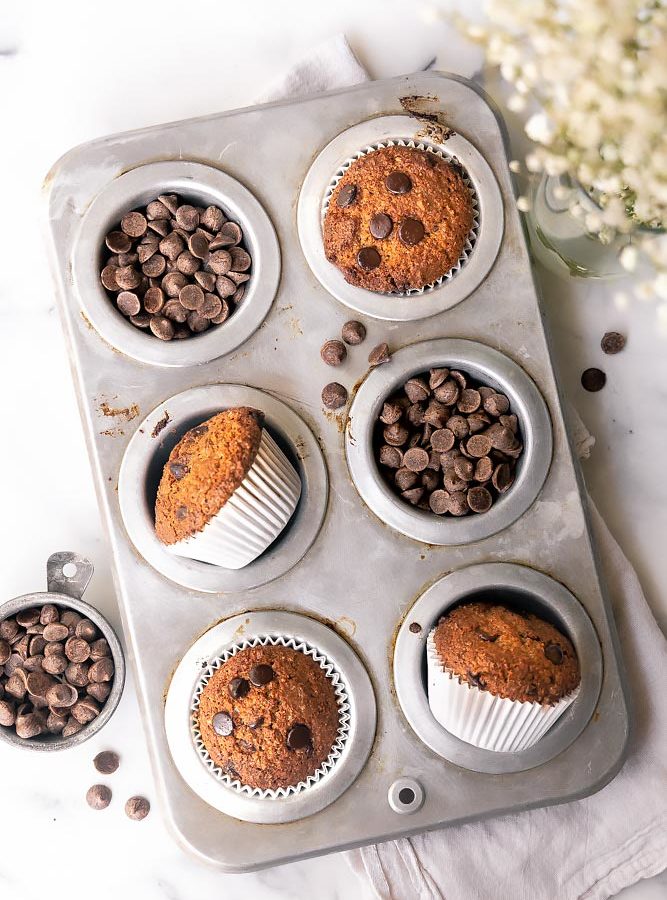 Low Carb Keto Banana Muffins with Chocolate Chips