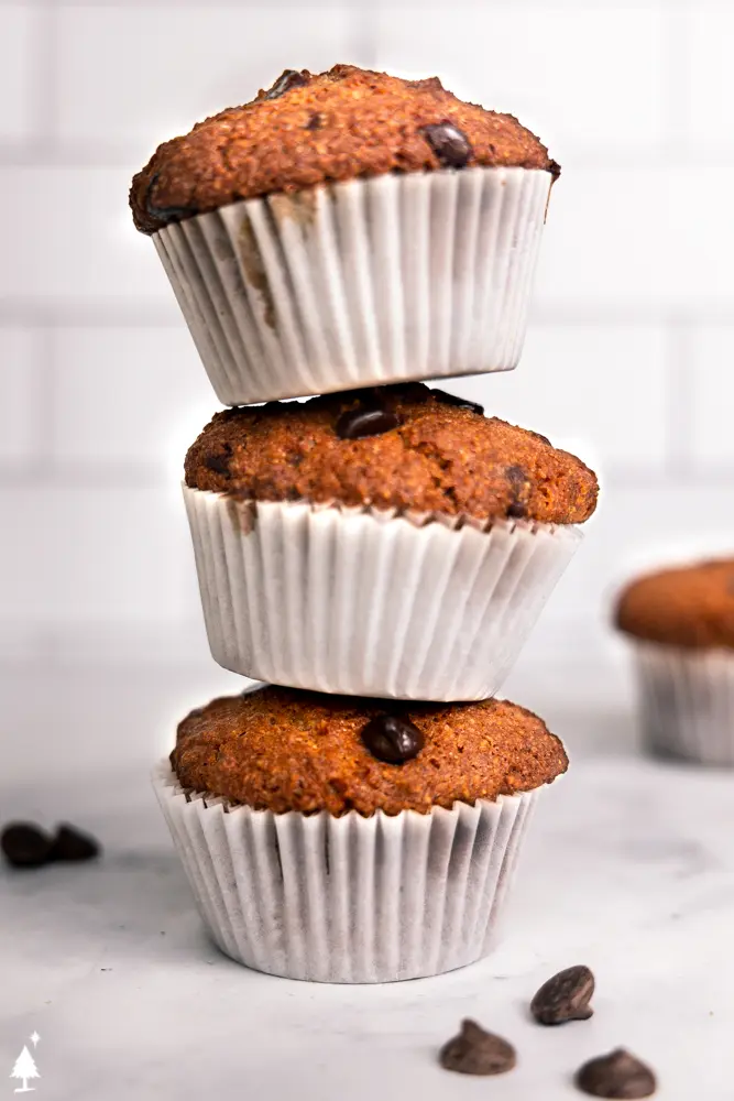 a stack of easy banana muffins