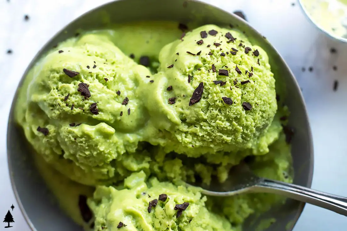 top view of Healthy avocado ice cream recipe in a bowl
