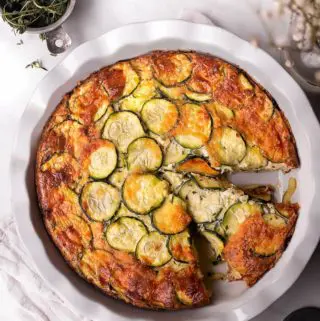 top view of keto quiche in a pie pan