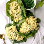 egg salad on a platter with chives