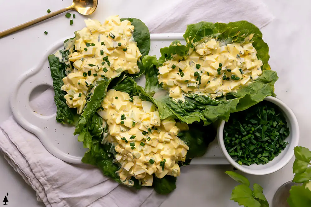 easy egg salad on lettuce wrap