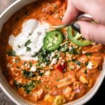 top view of Chicken enchilada soup