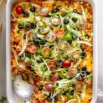 top view of low carb taco casserole