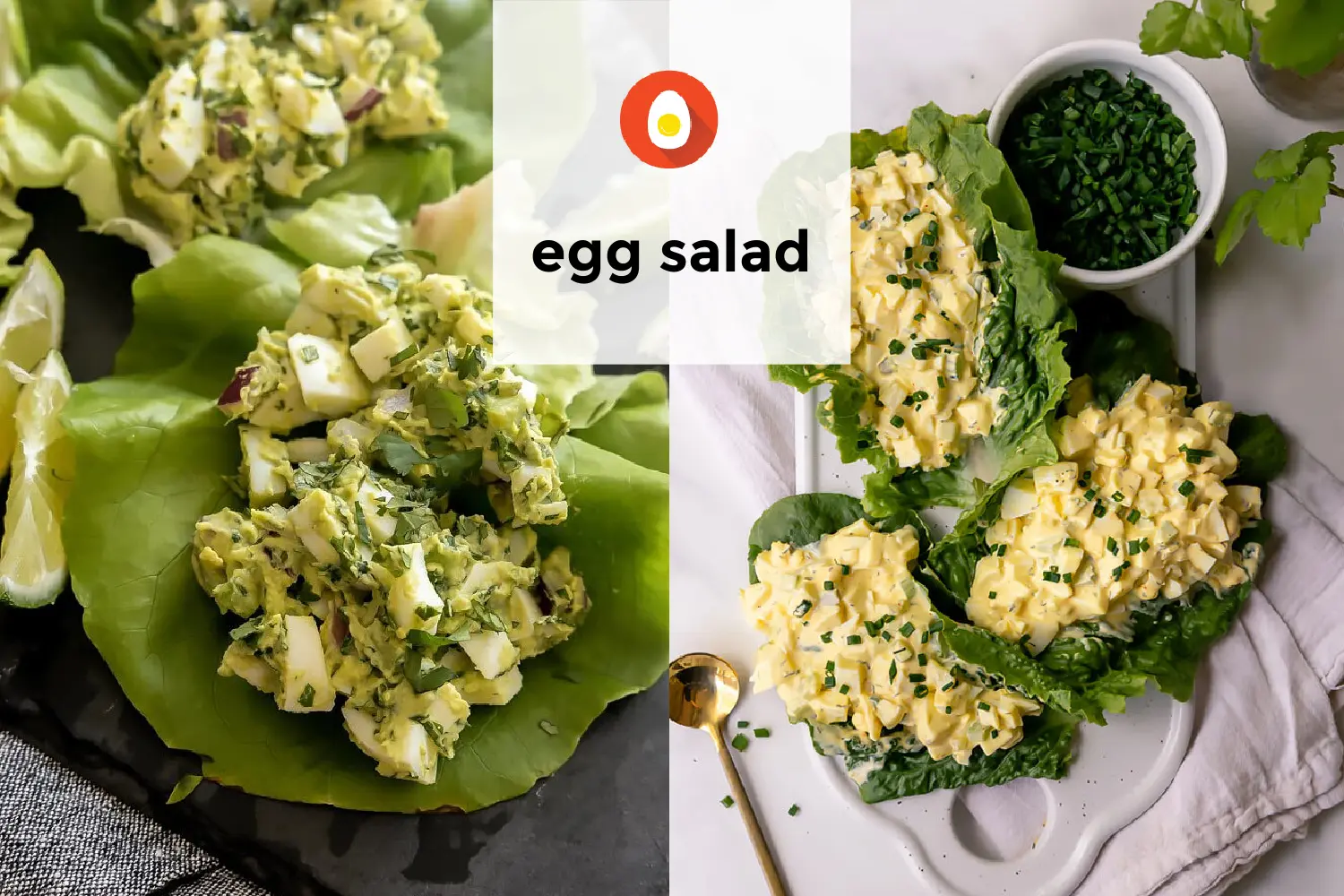 Collage of various egg salad recipe