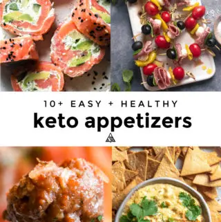 Collage of various low carb appetizers