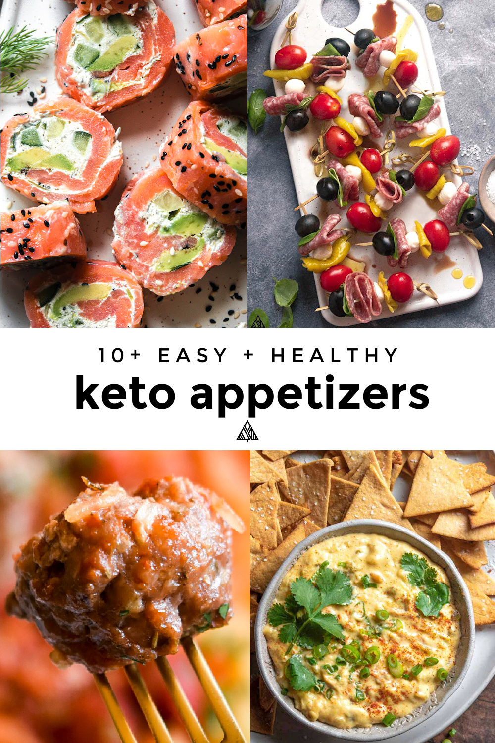 Collage of various low carb appetizers