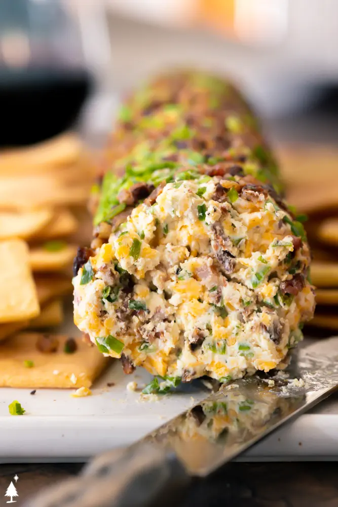 closer view of cheddar cheese log