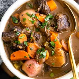keto beef stew in a bowl