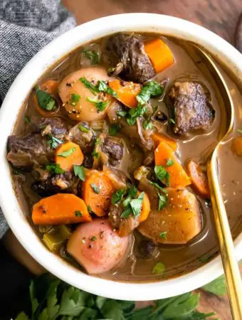 keto beef stew in a bowl