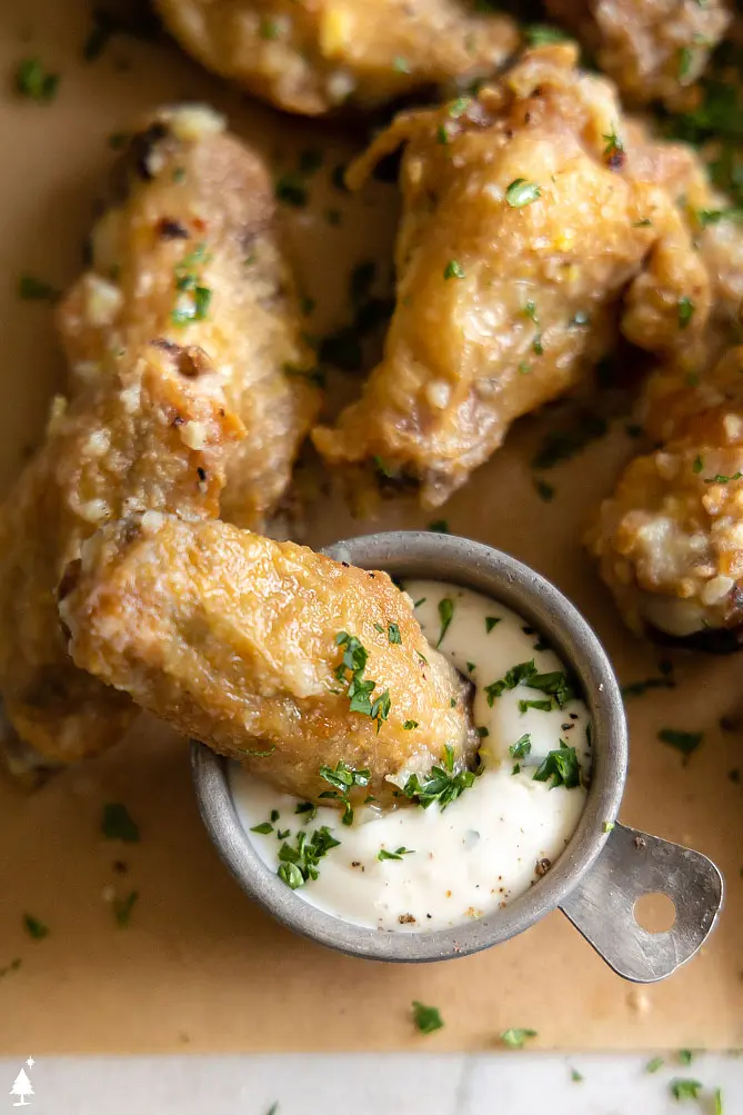 top view of garlic parmesan chicken wings 